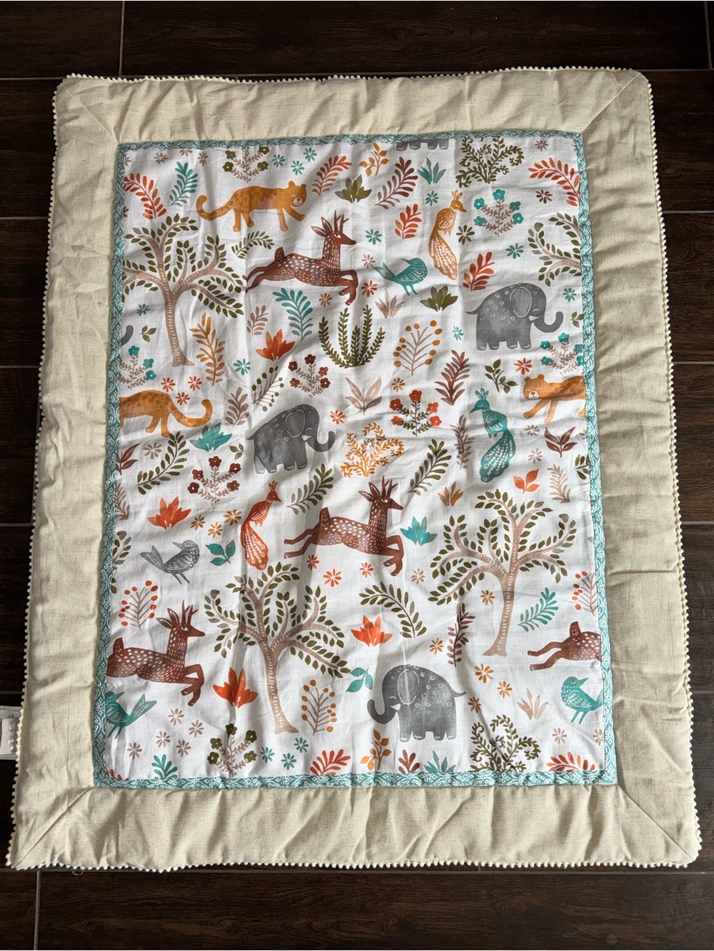 Levtex Baby Jungalo Natural Animal Jungle Safari Nursery Crib Quilt Blanket NWOT